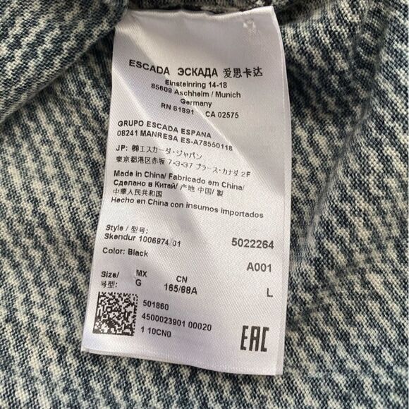 Escada 100% Wool Cardigan Large Black White - Picture 8 of 8